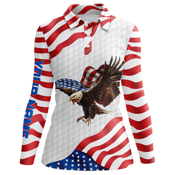 3D American Flag Womens Golf Polo Shirt Us Eagle Patriotic Golf Shirts For Women, Golf Gifts LDT0163