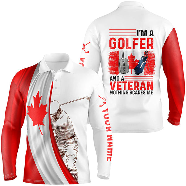 Im A Golfer And A Veteran Canada Flag Mens Golf Polo Shirt Custom Patriotic Golf Tops For Men LDT0971