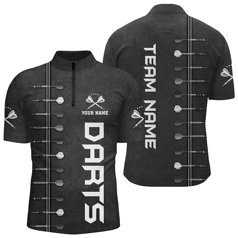 Personalized Darts Quarter-Zip Shirt 3D Printed Black White Custom Dart Jerseys For Men LDT0977