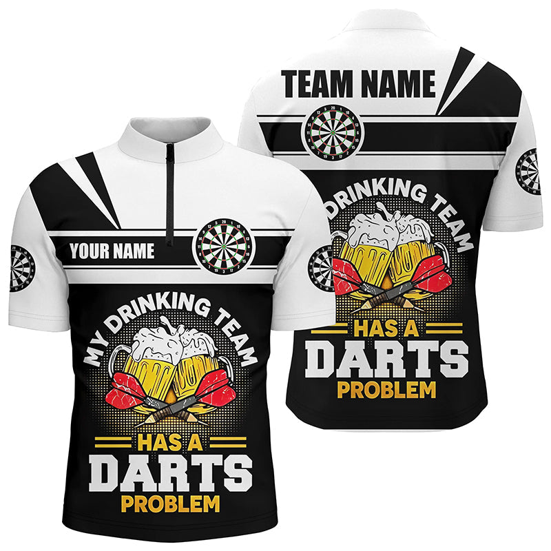 My Drinking Team Beer Darts Quarter-Zip Shirt Customized Darts Shirt For Men Dart Jerseys LDT1001