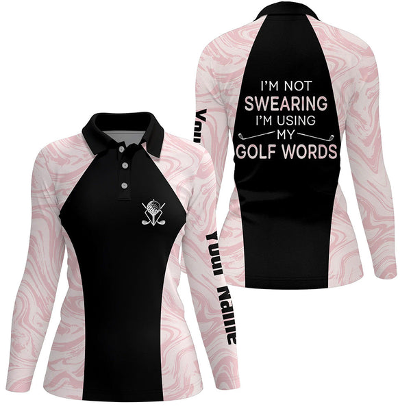 I'm Not Swearing I'm Using My Golf Words Seamless Pattern Women Polo Shirt, Golf Shirt For Ladies LDT0034