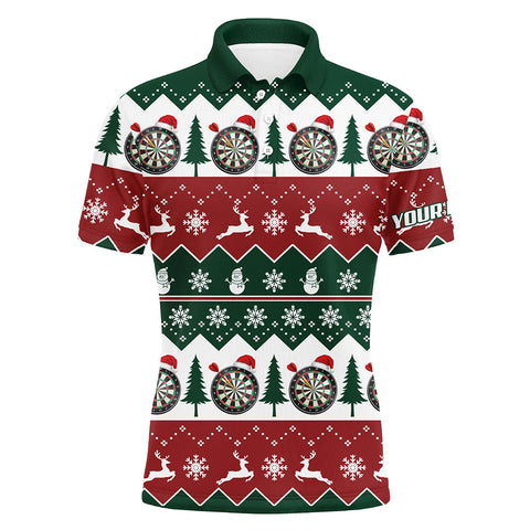 Christmas Tree Snowflakes Men Darts Polo Shirt Custom Christmas Darts Shirt For Men LDT0804