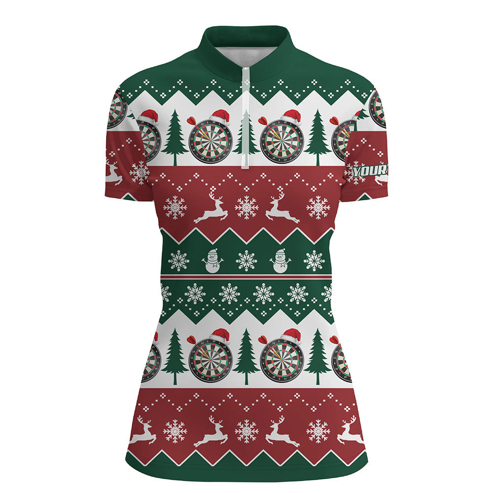 Christmas Tree Snowflakes Darts Quarter-Zip Shirt Custom Christmas Darts Shirt For Women LDT0804