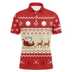 Reindeer Christmas Golf Mens Polo Shirt Customized Red Winter Golf Shirts For Men Xmas Golf Gifts LDT0851