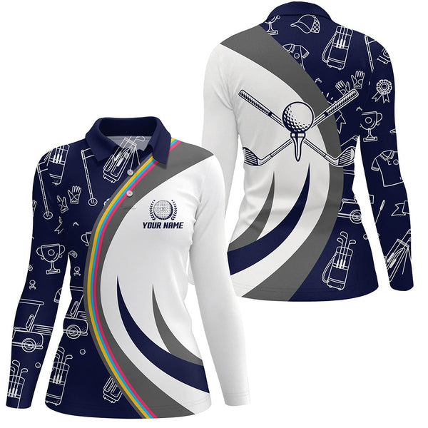 Golf Equipment Womens Golf Polo Shirts, Navy Custom Name Golf Shirts For Women, Golf Gifts LDT0097