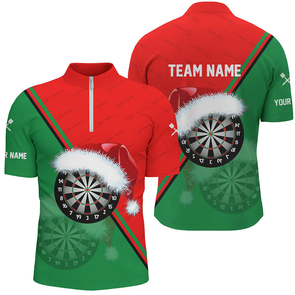 Red Green Santa Darts Board Christmas Darts Quarter Zip Shirt Custom Dart Jersey For Men LDT0919