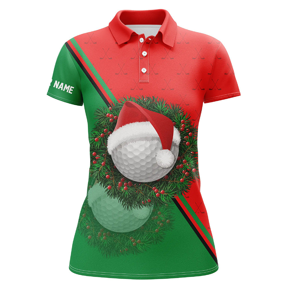 Red Green Santa Golf Ball Christmas Golf Polo Shirt Custom Women Golf Tops Xmas Golf Gifts LDT0920