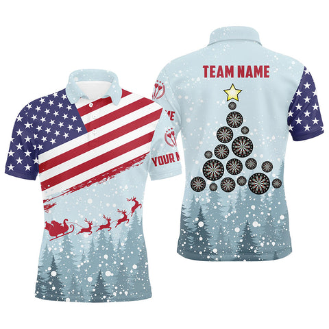 Christmas American Flag Men Darts Polo Shirt Custom Patriotic Dart Jerseys For Men LDT0751