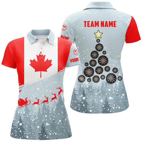 Christmas Canada Flag Darts Polo Shirt Custom Patriotic Dart Shirt For Women Dart Jersey LDT0752