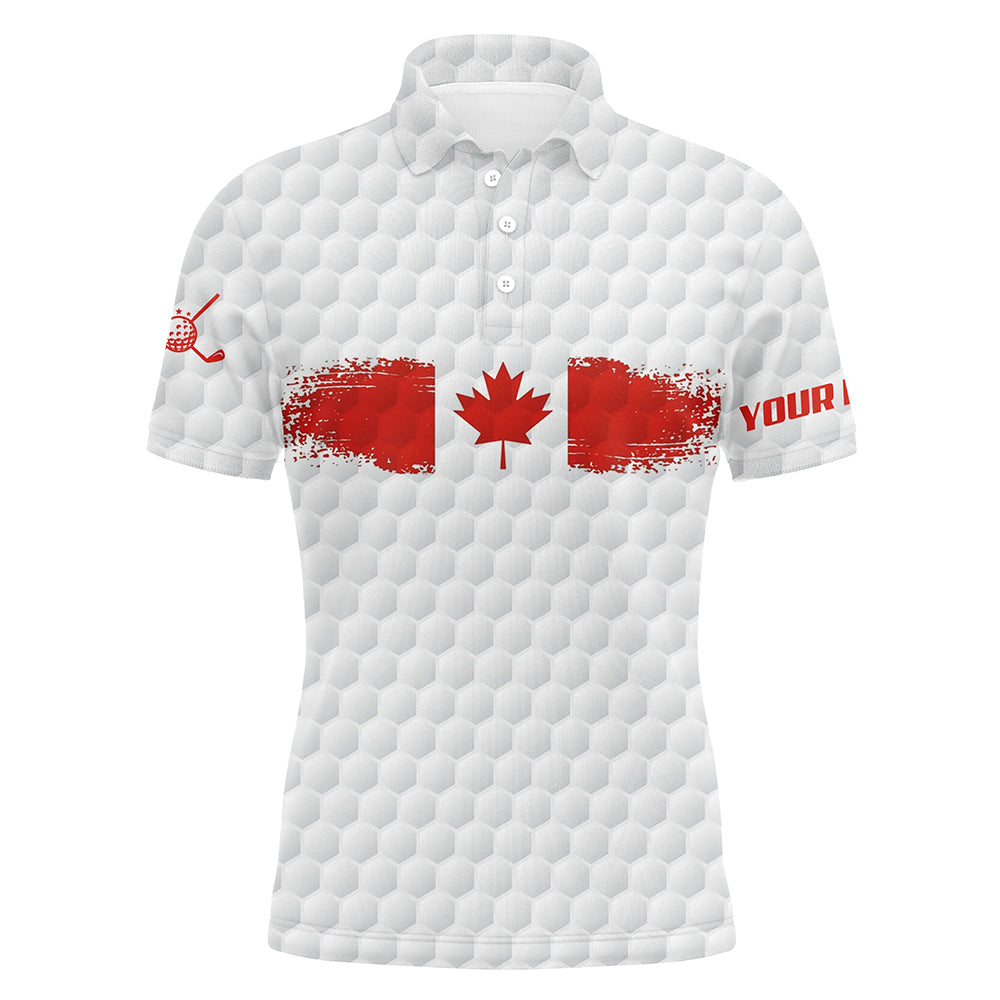 Retro Canadian Flag Mens Golf Polo Shirts Custom White Golf Pattern Patriotic Golf Shirts For Men LDT0468