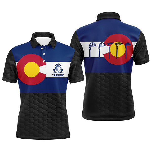 Colorado Flag Mens Black Golf Polo Shirt Custom Patriotic Golf Shirts For Men Golf Gifts LDT0786