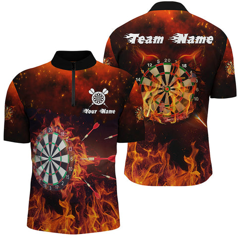 Personalized Darts Quarter-Zip Shirt For Men Custom Fire Flame Darts Shirt Dart Jerseys LDT0727