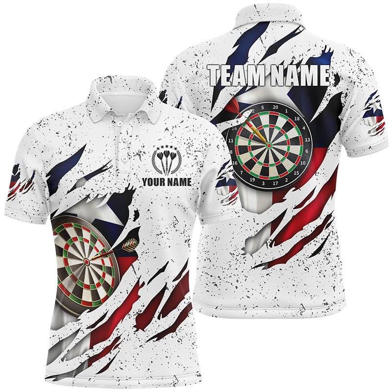 Texas Flag Grunge Mens Dart Polo Shirts Custom Patriotic Dart Shirts For Men Dart Jerseys LDT1368