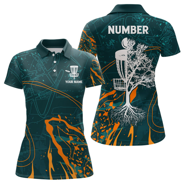 Personalized Disc Dude Disc Golf Polo Shirt Custom Green Orange Disc Golf Shirts For Women LDT0846