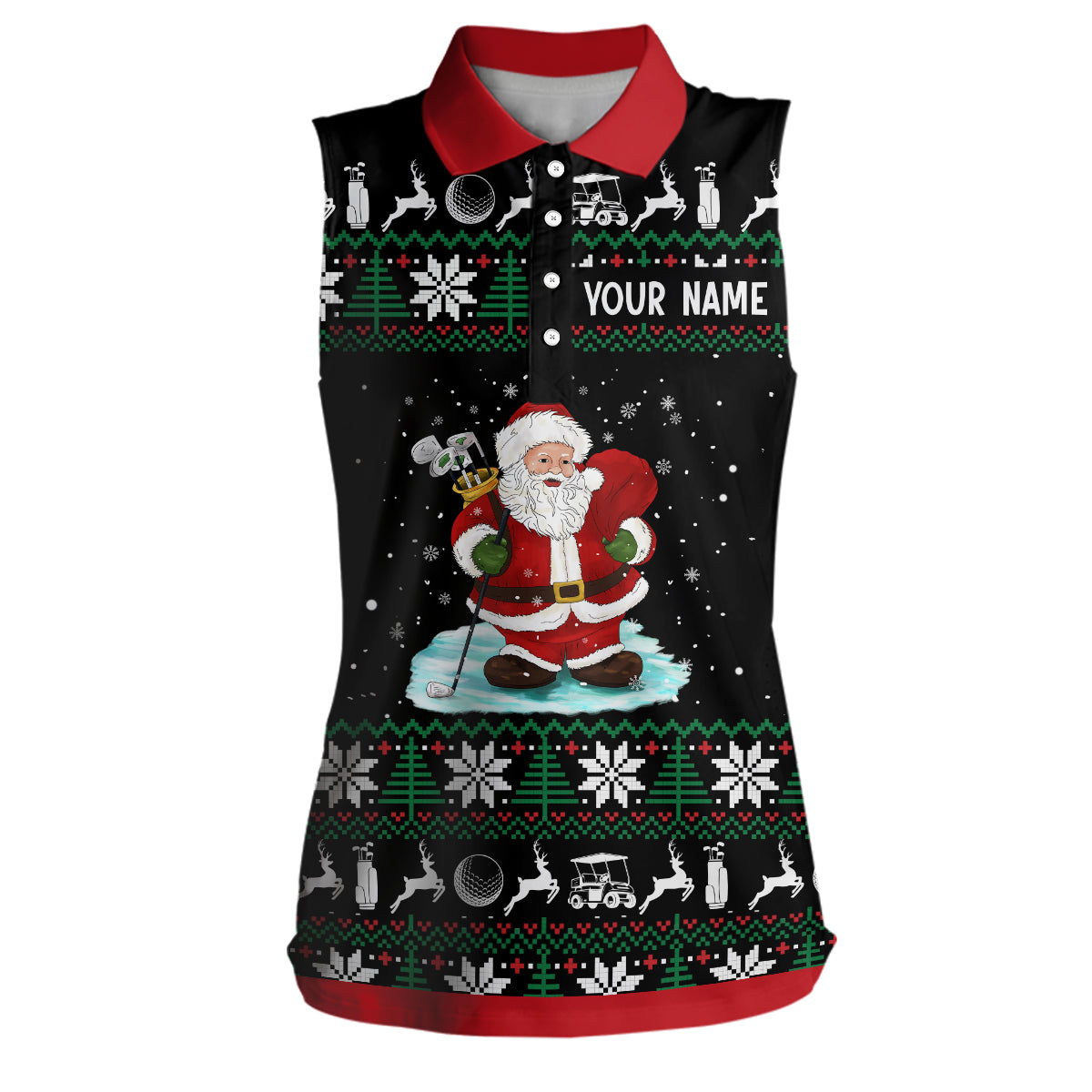 Christmas Santa Womens Sleeveless Polo Shirt Custom Golf Shirts For Women Best Golf Gifts For Xmas LDT1042