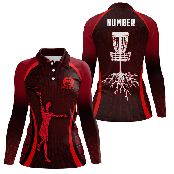 Womens Red Golf Polo Shirts, Custom Cool Golf Shirts Disc Golf Shirts For Women, Cool Golf Gifts LDT0059