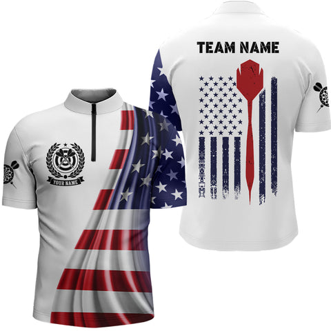 3D American Flag Darts Quarter Zip Shirt Custom Patriotic Darts Shirt For Men Dart Jerseys LDT1074