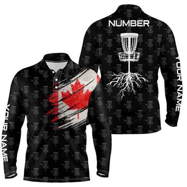 Mens Disc Golf Pattern Canada Flag Basket Tree Customized Patriotic Disc Golf Shirts For Men LDT0286