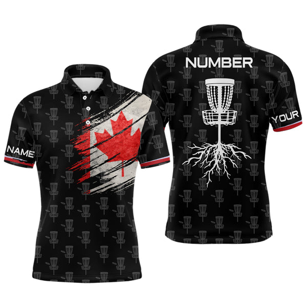 Mens Disc Golf Pattern Canada Flag Basket Tree Customized Patriotic Disc Golf Shirts For Men LDT0286