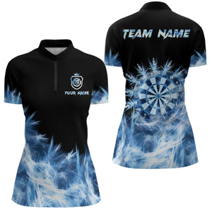 Icy Blue Light Darts Quarter Zip Shirt Customized Darts Shirt For Women Darts Team Jersey LDT0631