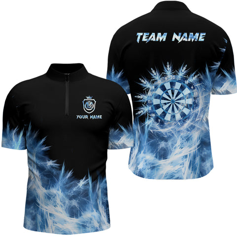 Icy Blue Light Darts Quarter Zip Shirt Customized Darts Shirt For Men Darts Team Jersey LDT0631