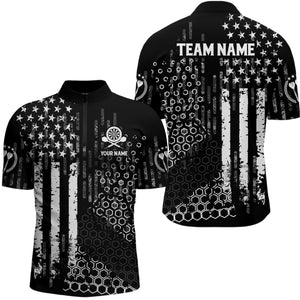 Personalized Us Flag Hive Pattern Darts Quarter-zip Shirt Patriotic Darts Jersey For Men LDT0708