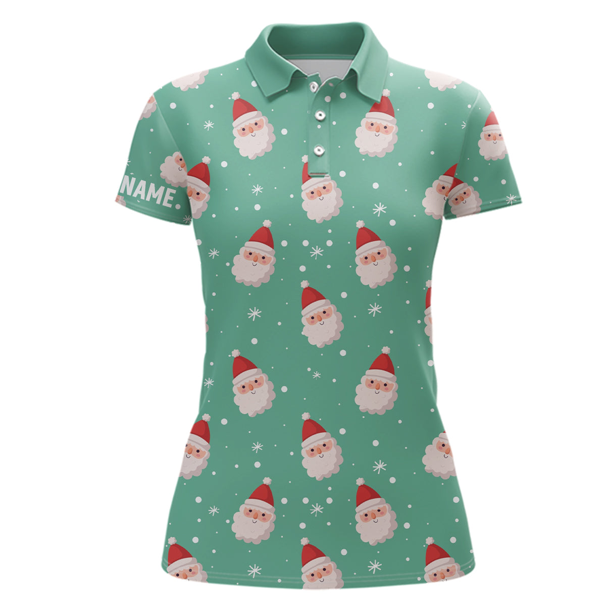 Cute Santa Mint Christmas Golf Polo Shirt Custom Name Funny Golf Tops For Women Golfing Gifts LDT0928