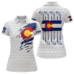 Colorado Flag Golf Pattern White Polo Shirt Custom Golf Shirts For Women Patriotic Golf Gifts LDT0785