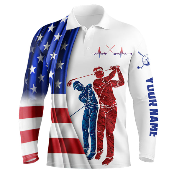 American Flag Mens Golf Polo Shirt Custom Patriotic Golf Shirts For Men Golfing Gifts LDT1424
