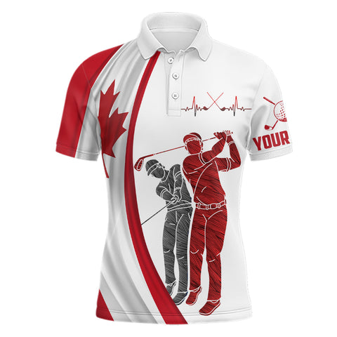 Canada Flag 1st of July Mens Golf Polo Shirts Custom Patriotic Golf Shirts For Men Golfing Gifts LDT1425