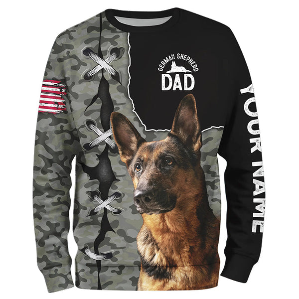 Customized German Shepherd Dog Camouflage All Over Print Shirts For Dog Dad, Gifts For The Dog Owner TDM0043