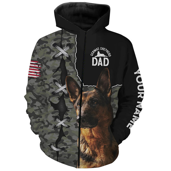 Customized German Shepherd Dog Camouflage All Over Print Shirts For Dog Dad, Gifts For The Dog Owner TDM0043