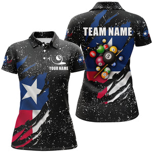 Grunge Texas Flag 3D Billiard Balls Polo Shirts For Women Custom Patriotic Billiard Jerseys Attire TDM1241