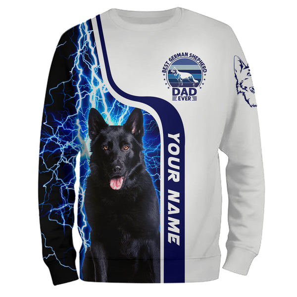 Black German Shepherd Dog Lightning Background Customized 3D Printed Over Shirts For Dog Owners TDM0055