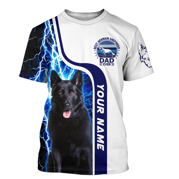 Black German Shepherd Dog Lightning Background Customized 3D Printed Over Shirts For Dog Owners TDM0055