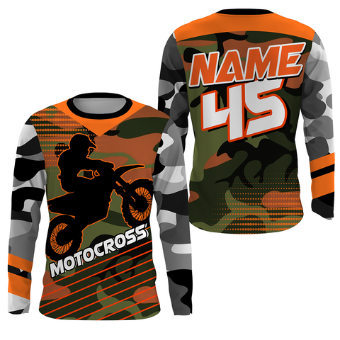 Camo Motocross Personalized Jersey UPF30+ UV Protect, Dirt Bike Racing Motorcycle Off-road Youth Rider| NMS450