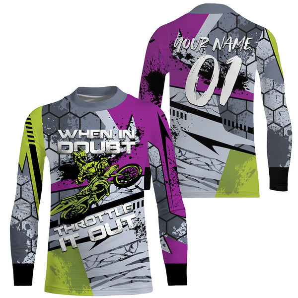 Custom Motocross Jersey UPF30+ Youth Men Women Dirt Bike Shirt Racing Long Sleeve Throttle It Out NMS1370