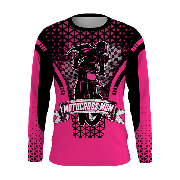 Motocross Mom Personalized Jersey UPF30+ Pink Dirt Bike Mom Racing Shirt Mother's Day Gift NMS1385