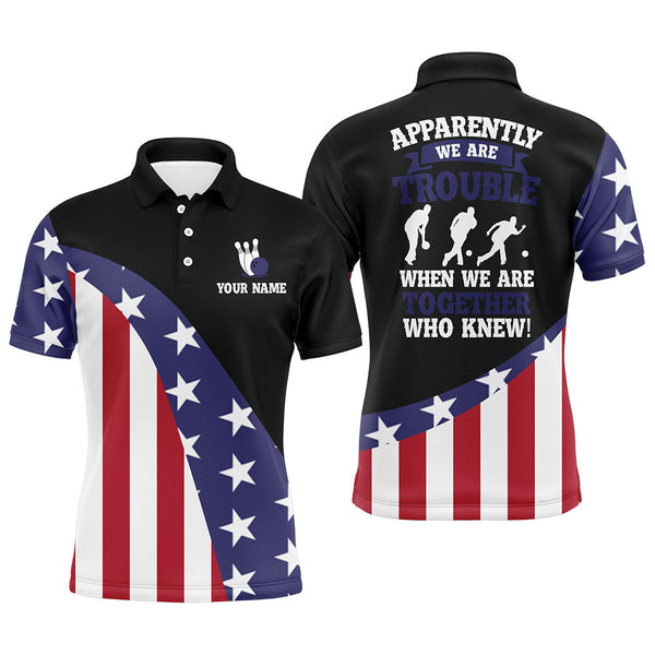 American Flag Bowling Shirt for Men Custom Bowling Jersey Funny Patriots Bowlers League Polo Shirt NBP150