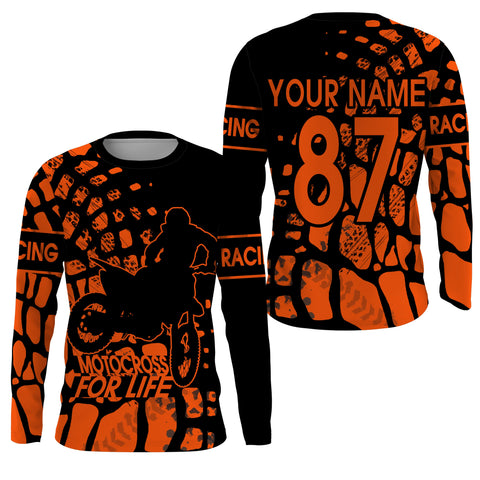 Motocross for Life custom jersey kid&adult UPF30+ MX racing off-road orange dirt bike racewear| NMS937