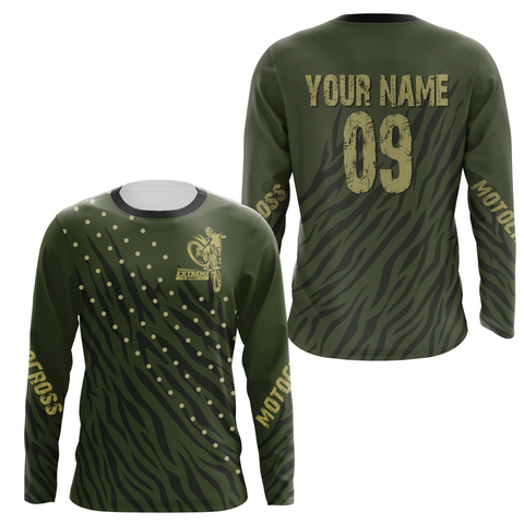 Personalized Motocross Jersey UPF30+ Kid&Adult Riders Military Green Dirt Bike Racing Off-road Motorcycle| NMS618