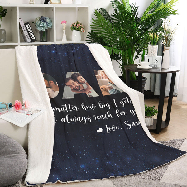 Father Custom Blanket | Thoughtful Fleece Throw with Photo for Dad | Meaningful Father's Day, Birthday, Christmas Gift | N1038