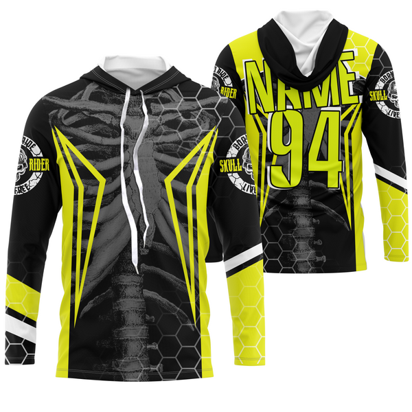 Personalized Racing Jersey UPF30+, Cool Bone Motorcycle Motocross Off-Road Riders Racewear - Yellow| NMS626