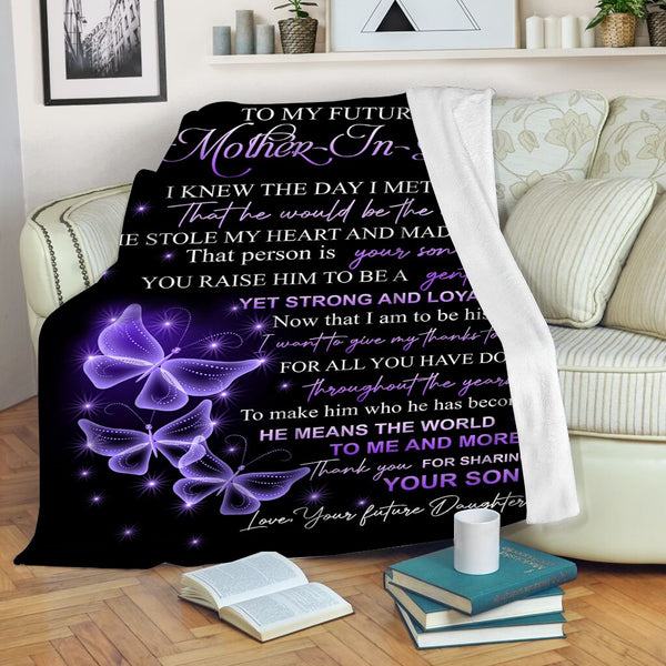 To The Best Mother-in-law Blanket| Meaningful Mothers Day Gift for Mom-in-law, Mother of Husband Thoughtful Birthday Gift| N1069