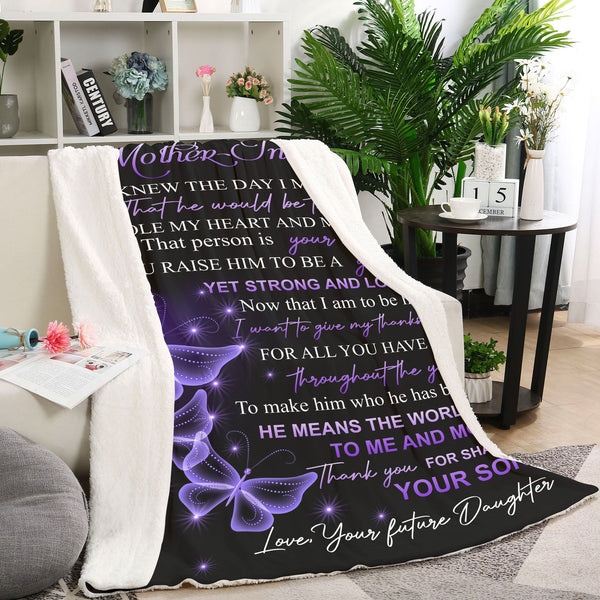 To The Best Mother-in-law Blanket| Meaningful Mothers Day Gift for Mom-in-law, Mother of Husband Thoughtful Birthday Gift| N1069