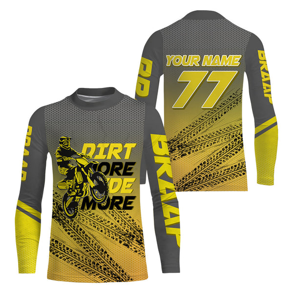 Kid&Adult Custom Motocross Jersey Yellow UPF30+ Dirt Bike MX Racing Dirt More Ride More Off-road NMS1461