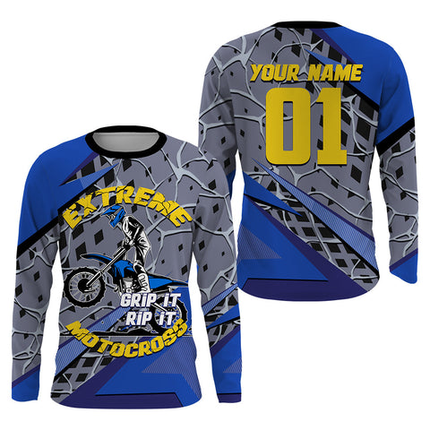 Blue Extreme Motocross Jersey UV Protect Men Youth Dirt Bike Shirt Long Sleeve Off-road Riders NMS1419