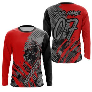 Personalized Motocross Jersey Youth Men UPF30+ Red Dirt Bike Shirt MX Racing Offroad Riding NMS1410