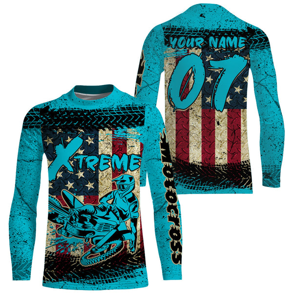 American Flag Motocross Jersey Custom Youth Men Dirt Bike Shirt MX Racing Motorcycle Off-road NMS1417