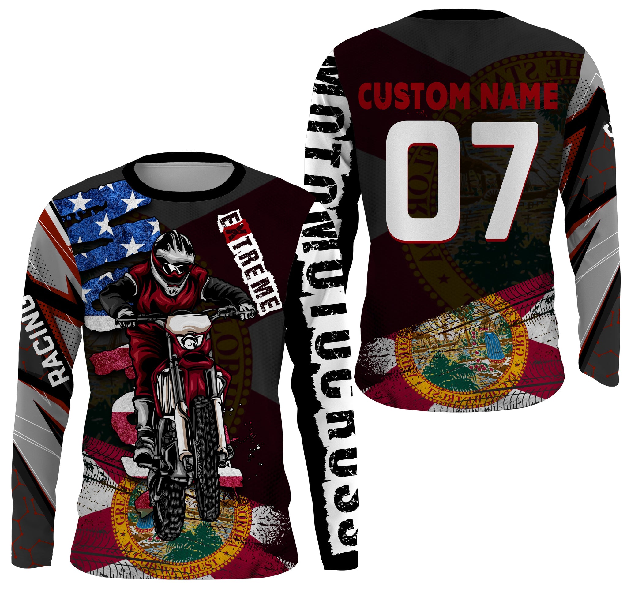 Florida Motocross Jersey Custom Name Number Youth Mens Womens FL Dirt Bike Off Road MotoX Motorcycle| NMS822